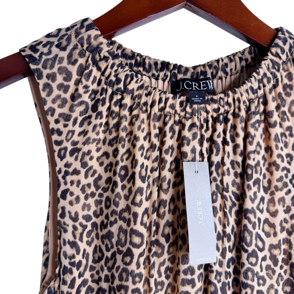 J. CREW NWT Gathered Sheath Maxi Dress in Leopard Chiffon Size 4 - Picture 5 of 15